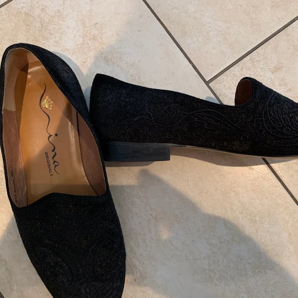 Nina Black Jacquard Smoking Shoes - Picture 2 of 3